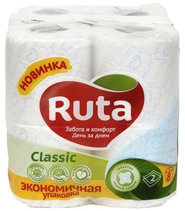 Бумага туалетная Ruta Classic, 8 рулонов, ширина 95 мм, белая с рисунком Бумага туалетная Ruta Classic, 8 рулонов, ширина 95 мм, белая с рисунком