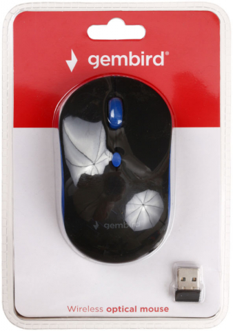 Мышь компьютерная Gembird MUSW-4B-03, беспроводная, черно-синяя