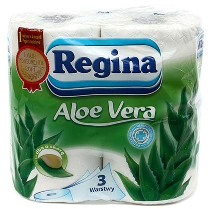 Бумага туалетная Regina, 4 рулона, ширина 95 мм, Aloe Vera, белая