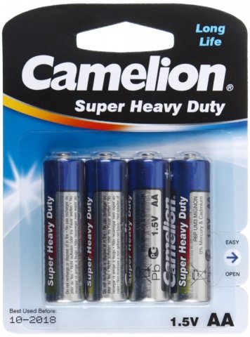 Батарейка солевая Camelion Blue Super Heavy Duty, AA, R6P, 1.5V