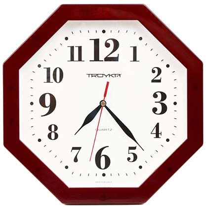 Часы настенные «Тройка» рамка бордовая