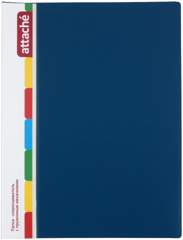 Папка-скоросшиватель пластиковая с пружиной Attache, толщина пластика 0,7 мм, синяя