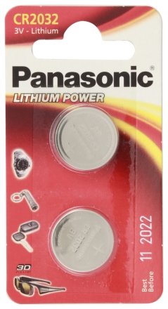 Батарейка литиевая дисковая Panasonic Lithium Power, CR2032, 3V, в упаковке 2 шт. (цена за 1 шт.)