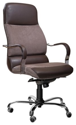 Кресло офисное Comfort для руководителей, хром, обивка - комбинированная: светло-коричневая кожа/ткань Кресло офисное Comfort для руководителей, хром, обивка - комбинированная: светло-коричневая кожа/ткань