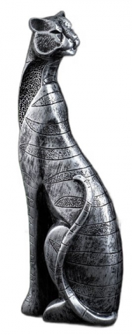 Фигура полистоун «Кот сидит», 34*13 см, черное серебро