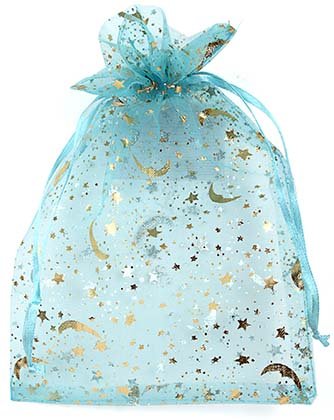 Мешок для подарков, 14*21 см, голубой с рисунком