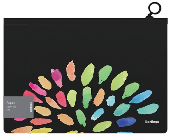 Папка-конверт пластиковая на молнии Berlingo А4+ с рисунком 330×235 мм, толщина пластика 0,18 мм, Aqua