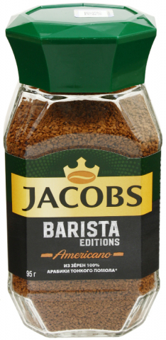 Кофе растворимый с добавлением натурального Jacobs Barista Editions Americano, 95 г, в стеклянной банке
