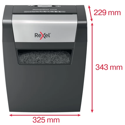 Шредер Rexel Momentum X308, размер частиц 5*42 мм, черный с серым Шредер Rexel Momentum X308, размер частиц 5*42 мм, черный с серым