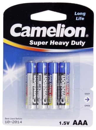 Батарейка солевая Camelion Blue Super Heavy Duty, AAA, R03P Micro UM4, 1.5V Батарейка солевая Camelion Blue Super Heavy Duty, AAA, R03P Micro UM4, 1.5V