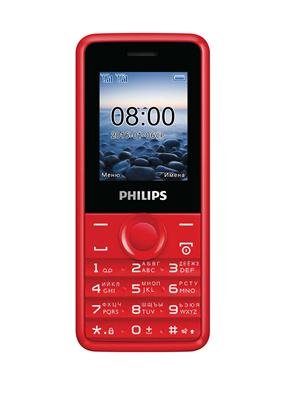 Телефон мобильный Philips E103, Red, корпус красного цвета