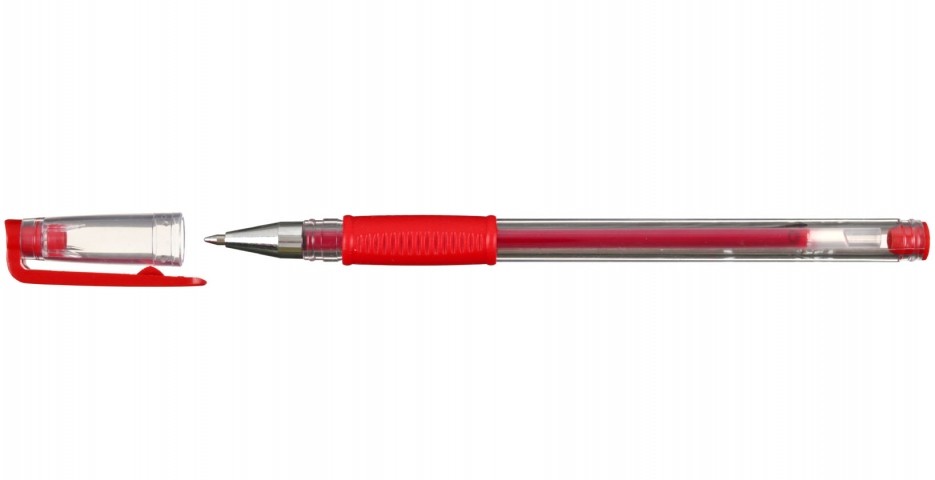 Ручка гелевая Comfort корпус прозрачный, стержень красный