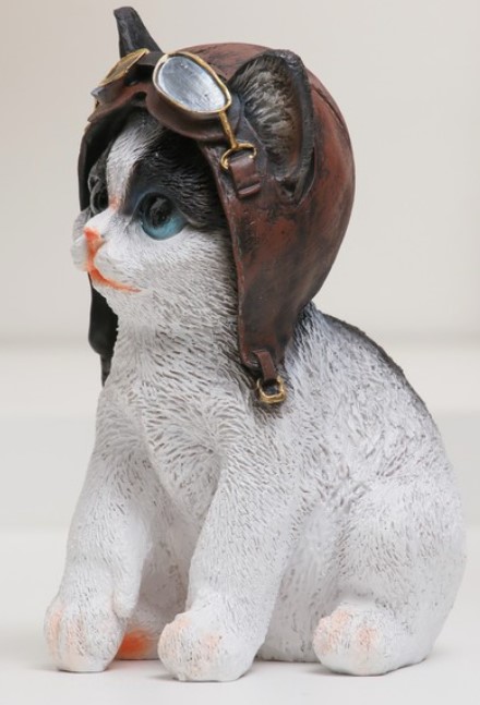 Фигура полистоун «Котенок-авиатор», 10*9,5*15 см