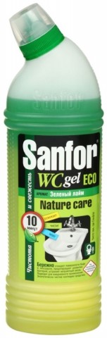 Средство для чистки сантехники Sanfor WC gel, 750 г, для биде и писсуаров, «Зеленый лайм»