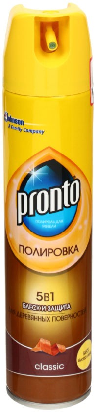 Полироль аэрозольный для мебели Pronto, 250 мл, Classic 5в1 Полироль аэрозольный для мебели Pronto, 250 мл, Classic 5в1