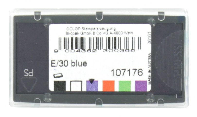 Подушка штемпельная сменная Colop для штампов E/30 для оснасток: Printer C30 (47 × 18 мм), синяя Подушка штемпельная сменная Colop для штампов E/30 для оснасток: Printer C30 (47 × 18 мм), синяя
