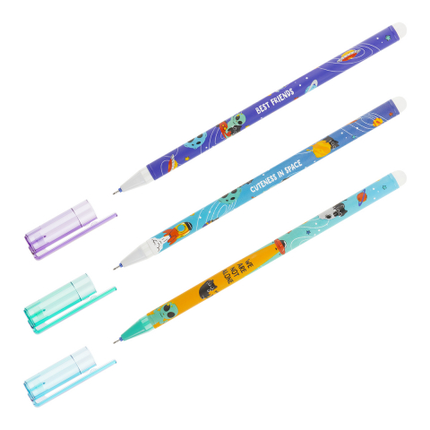 Ручка гелевая Meshu «Пиши-стирай» Alien Cats, корпус ассорти, стержень синий Ручка гелевая Meshu «Пиши-стирай» Alien Cats, корпус ассорти, стержень синий