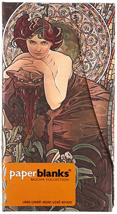 Книжка записная Paperblanks Mucha Collection, 90*180 мм, 88 л., линия, «Изумруд»