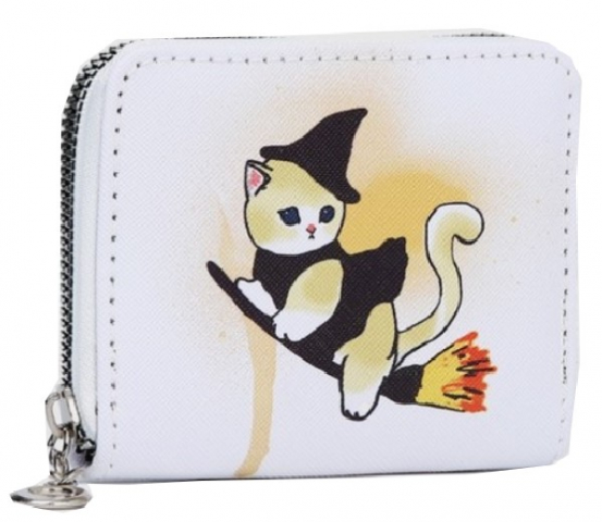 Кошелек детский на молнии 07-01-13/ 07-01-07 11×2×8,5 см, «Котенок на метле»