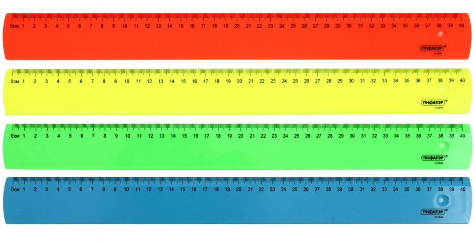Линейка пластиковая «Пифагор» Neon 40 см, ассорти