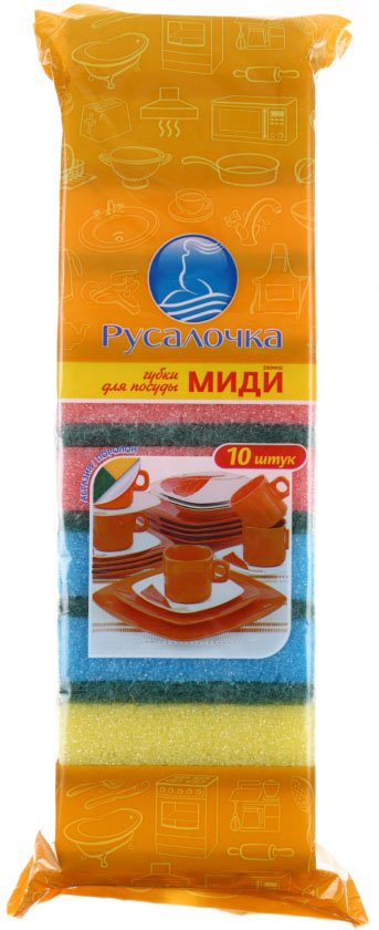 Губки бытовые «Русалочка», 85*55*25 мм, 10 шт., «Прима» Губки бытовые «Русалочка», 85*55*25 мм, 10 шт., «Прима»