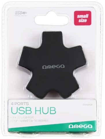 Концентратор USB Hub Omega OUH24S, 4 порта, черный