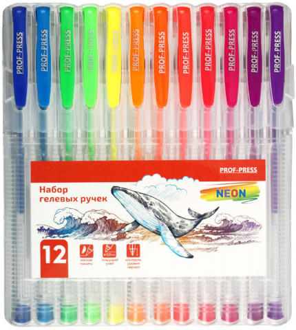 Набор ручек гелевых Prof-Press Neon, 12 шт.,12 цв. Набор ручек гелевых Prof-Press Neon, 12 шт.,12 цв.