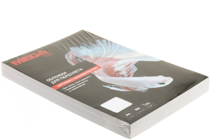 Обложки для переплета картонные ProMega Offce А4, 100 шт., 230 г/м², белые, тиснение «под кожу»