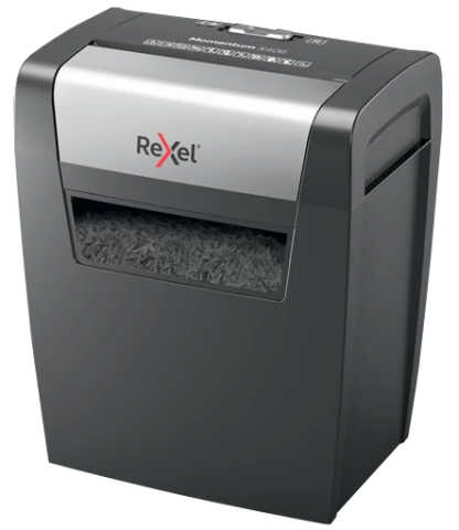 Шредер Rexel Momentum X406, размер частиц 4*28 мм, черный с серым Шредер Rexel Momentum X406, размер частиц 4*28 мм, черный с серым