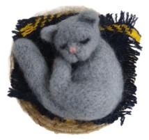 Сувенир из шерсти «Котик в корзинке» (Ковтун И.В.), 6,5*6,5*2,5 см, ассорти