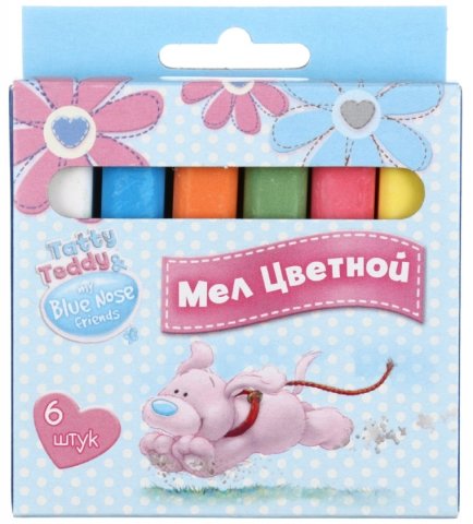 Мел цветной Tatty Teddy, 6 шт., 6 цветов, в картонной упаковке Мел цветной Tatty Teddy, 6 шт., 6 цветов, в картонной упаковке