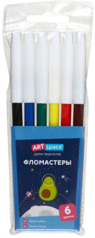 Фломастеры ArtSpace «Космические приключения», 6 цветов, толщина линии 1 мм, вентилируемый колпачок