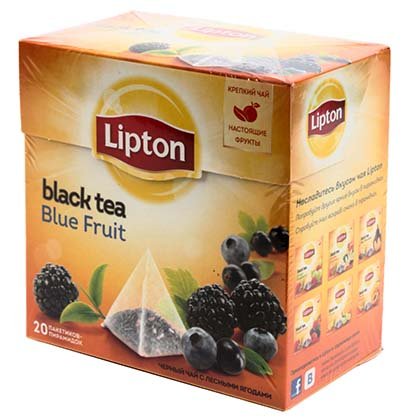 Чай Lipton ароматизированный пакетированный, 36 г, 20 пирамидок, Blue Fruit, черный чай