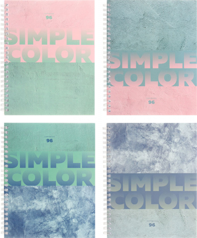 Тетрадь общая А5, 96 л. на гребне BG Simple Color, 160*205 мм, клетка, ассорти