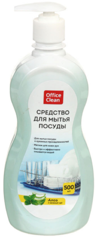 Средство для мытья посуды OfficeClean , 500 мл, «Алоэ и зеленый чай», с дозатором