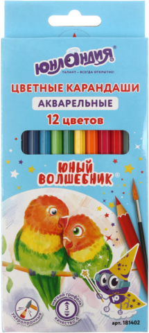 Карандаши цветные акварельные «Юный волшебник», 12 цветов Карандаши цветные акварельные «Юный волшебник», 12 цветов