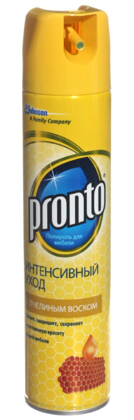Полироль аэрозольный для мебели Pronto, 250 мл, «С пчелиным воском»
