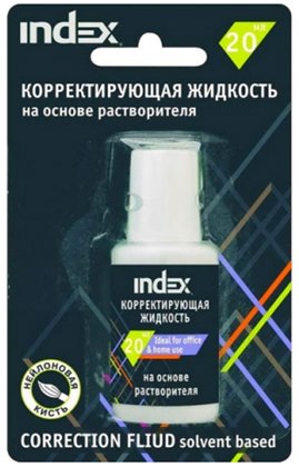 Корректирующая жидкость Index , 20 мл, на основе растворителя, с кисточкой