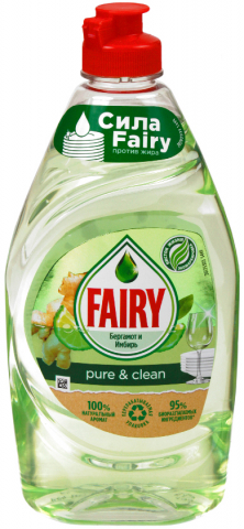 Средство для мытья посуды Fairy Pure&Clean, 450 мл, «Бергамот и Имбирь» Средство для мытья посуды Fairy Pure&Clean, 450 мл, «Бергамот и Имбирь»