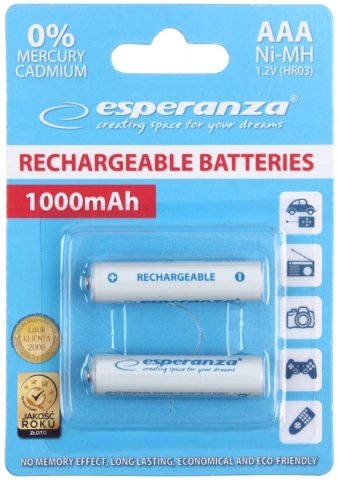 Аккумулятор Esperanza , AAA, 1.2V, 1000 mAh (2 шт. в упаковке)