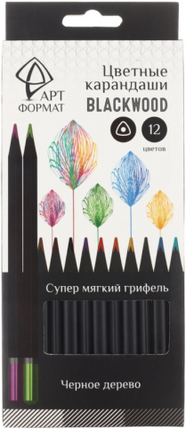 Карандаши цветные Artформат Blackwood, 12 цветов, длина 175 мм