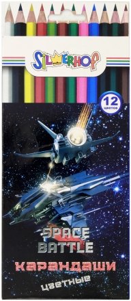 Карандаши цветные Space Battle, 12 цветов, длина 175 мм