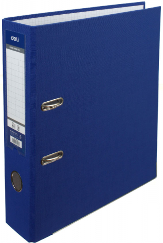 Папка-регистратор Deli с односторонним ПВХ-покрытием корешок 75 мм, темно-синий Папка-регистратор Deli с односторонним ПВХ-покрытием корешок 75 мм, темно-синий