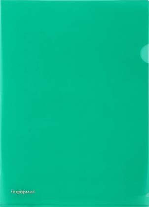 Папка-уголок пластиковая inФормат А4+ толщина пластика 0,18 мм, прозрачная зеленая
