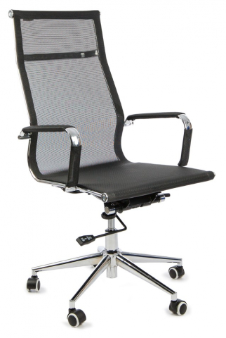 Кресло офисное Calviano Bergamo для персонала, обивка из ткани и сетки Black (черная)