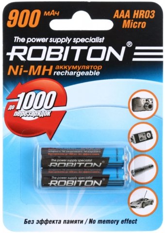 Аккумулятор Robiton , AAА, HR03, 1.2V, 900 mAh (2 шт. в упаковке)