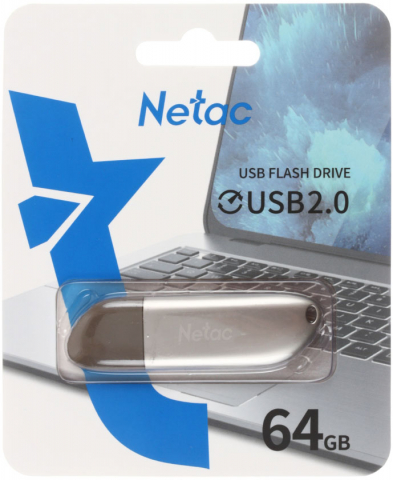 Флеш-накопитель Netac U352 (2.0), 64 Gb, корпус серебристый