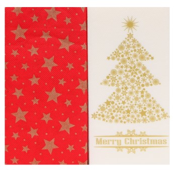 Салфетки сервировочные Bouquet Original, 33*33 см, 20 шт., «Золотая ель + Красный»