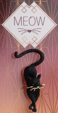 Брошь «Кошка грациозная» цвет черный в золоте