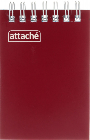 Блокнот на гребне Attache (А7), 70*100 мм, 60 л., клетка, бордовый Блокнот на гребне Attache (А7), 70*100 мм, 60 л., клетка, бордовый